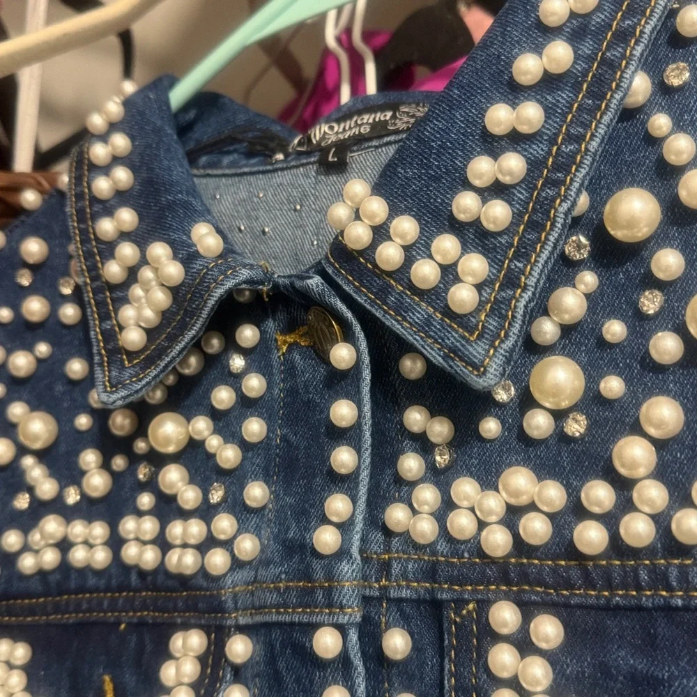 Pearl Embellished Denim Jacket - Picture 5 of 5